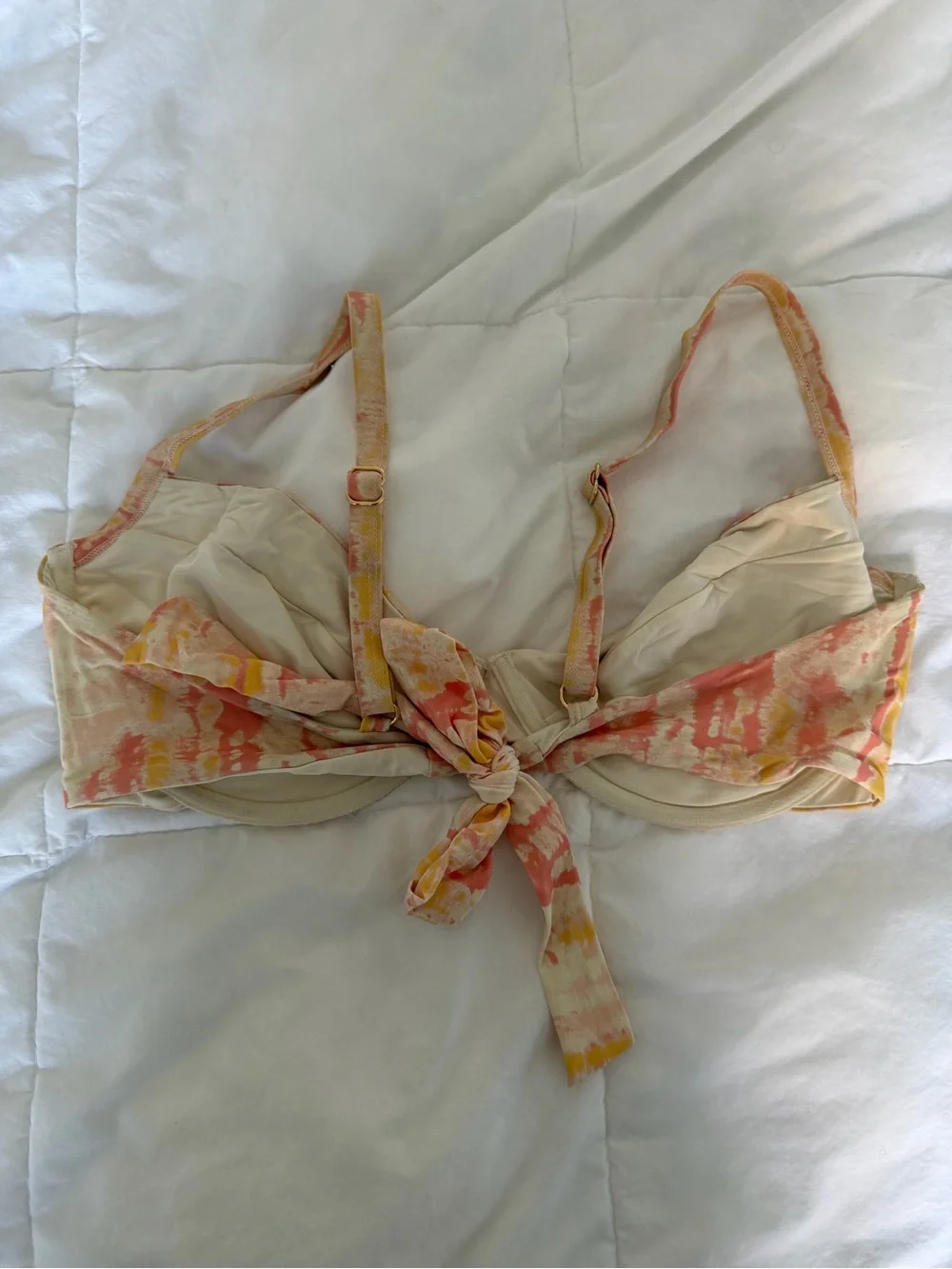 Monday Swimwear Cream & Peach Tie-Dye Bikini Top